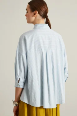 Camicia in popeline di cotone - Azzurro