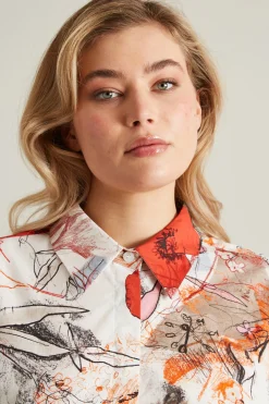 Camicia in popeline di cotone - Bianco Rosso