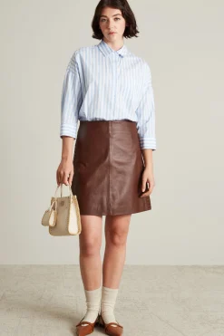 Camicia in popeline di cotone - Celeste Bianco