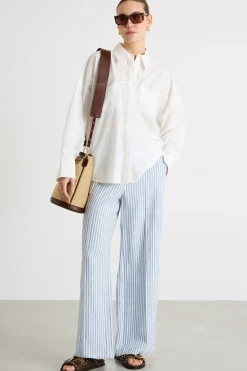 Camicia in popeline ricamato - Bianco