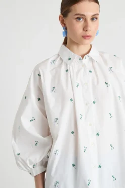 Camicia in popeline ricamato - Bianco