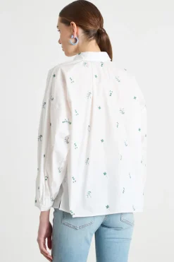 Camicia in popeline ricamato - Bianco