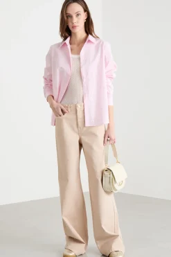 Camicia in popeline ricamato - Rosa