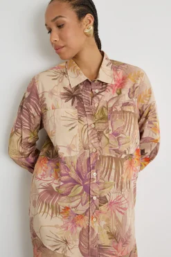 Camicia in popeline stampato - Rosa