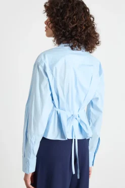 Camicia in popeline stretch - Azzurro
