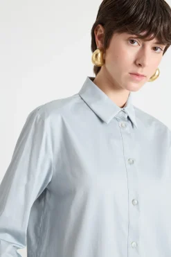 Camicia in popeline stretch - Azzurro