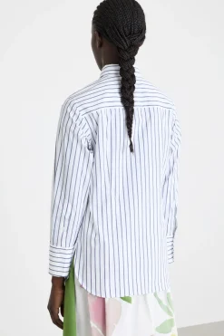Camicia in popeline stretch - Azzurro Bianco