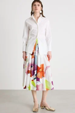Camicia in popeline stretch - Bianco
