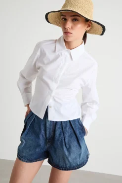 Camicia in popeline stretch - Bianco