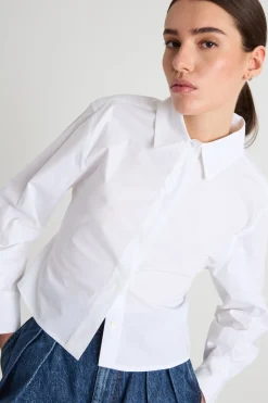 Camicia in popeline stretch - Bianco