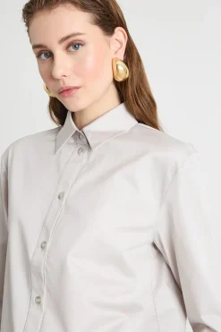 Camicia in popeline stretch - Grigio