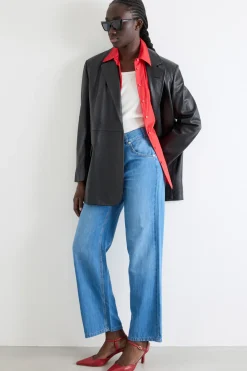 Camicia in popeline stretch - Rosso