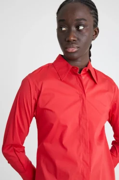Camicia in popeline stretch - Rosso