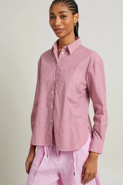 Camicia in popeline tinto filo - Mattone Bianco