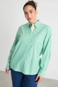 Camicia in popeline - Verde Bianco