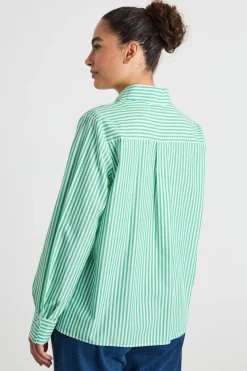Camicia in popeline - Verde Bianco