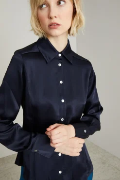 Camicia in raso - Blu Notte