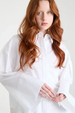 Camicia in raso con maniche ampie - Bianco