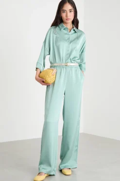 Camicia in raso fluido - Verde