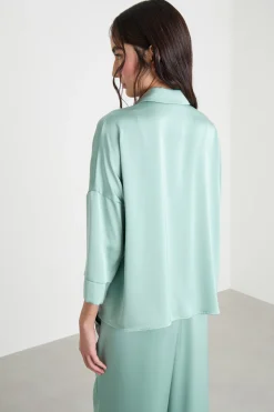 Camicia in raso fluido - Verde