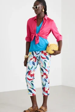 Camicia in raso leggero stretch - Fuxia