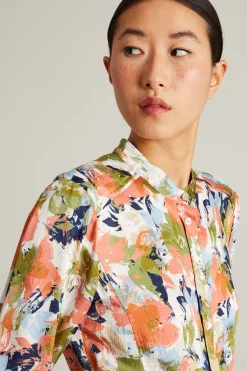 Camicia in raso martellato - Rosa