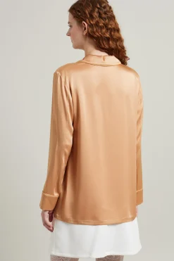 Camicia in raso - Nocciola
