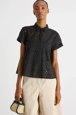 Camicia in sangallo - Nero