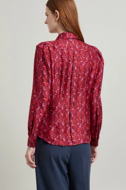 Camicia in seta con cravatta - Rosso