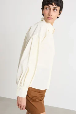 Camicia in taffettà con cintura - Bianco