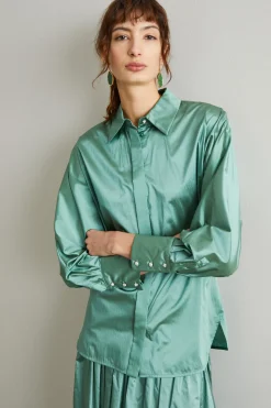 Camicia in taffetà - Verde