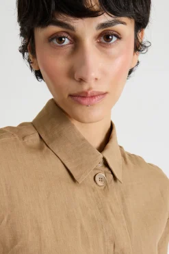Camicia in tela - Cammello