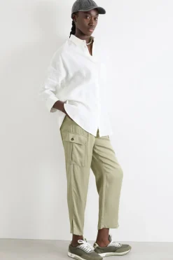 Camicia in tela con maniche tre quarti - Bianco