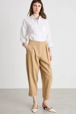 Camicia in tela con maniche tre quarti - Bianco