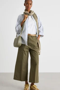 Camicia in tela con maniche tre quarti - Bianco Blu