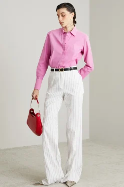 Camicia in tela con ricamo - Rosa Polvere