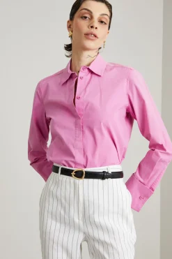 Camicia in tela con ricamo - Rosa Polvere