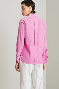 Camicia in tela con ricamo - Rosa Polvere