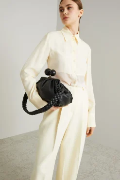 Camicia in tela e chiffon - Avorio