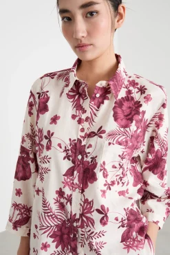Camicia in tela stampata - Bordeaux