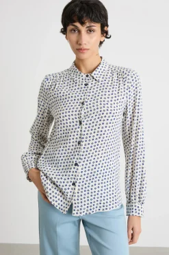 Camicia in tessuto stampato - Bianco Blu