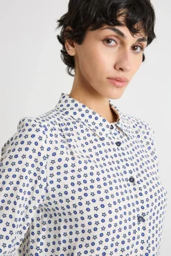 Camicia in tessuto stampato - Bianco Blu