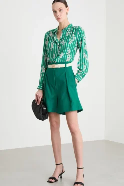 Camicia in tessuto stampato - Verde Bianco