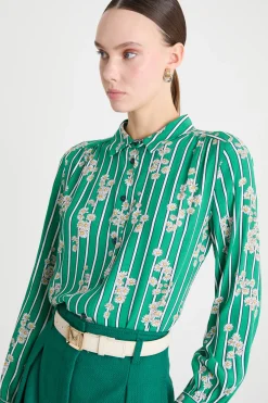Camicia in tessuto stampato - Verde Bianco