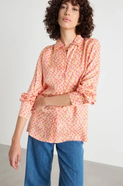 Camicia in twill a fantasia - Rosa Giallo