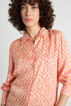 Camicia in twill a fantasia - Rosa Giallo