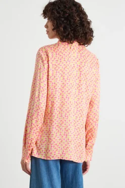 Camicia in twill a fantasia - Rosa Giallo