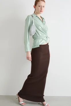 Camicia in twill laminato - Verde
