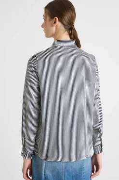 Camicia in twill stampato - Blu Bianco