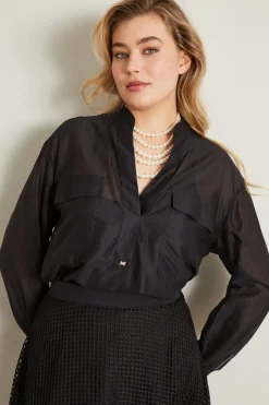 Camicia in voile di seta - Nero